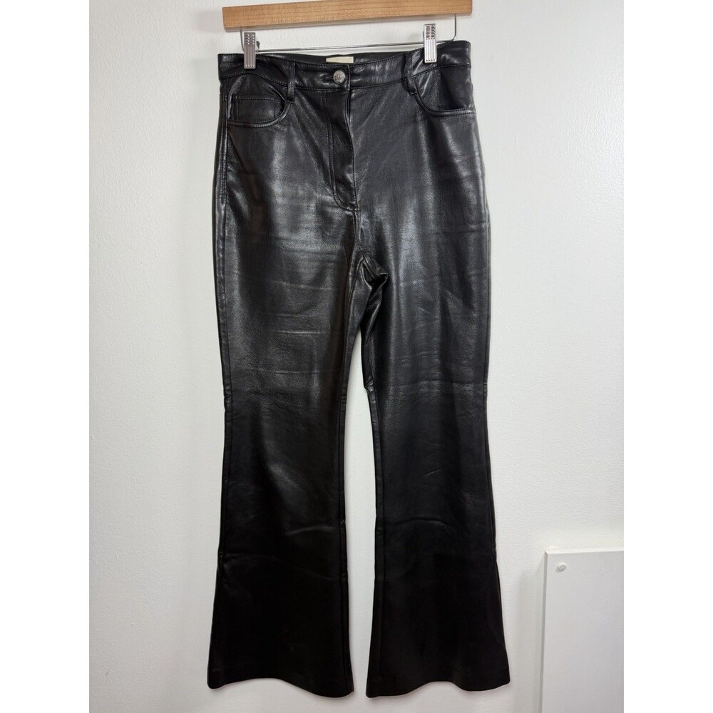 Wilfred Women’s Black Leather Flared Dress Pants Flat Front Pockets Size 6 - Picture 14 of 15